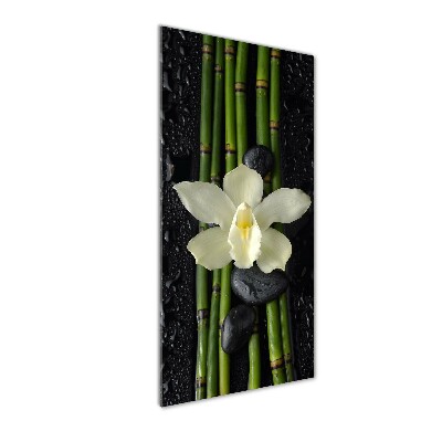 Acrylbild vertikal Orchidee und Bambus