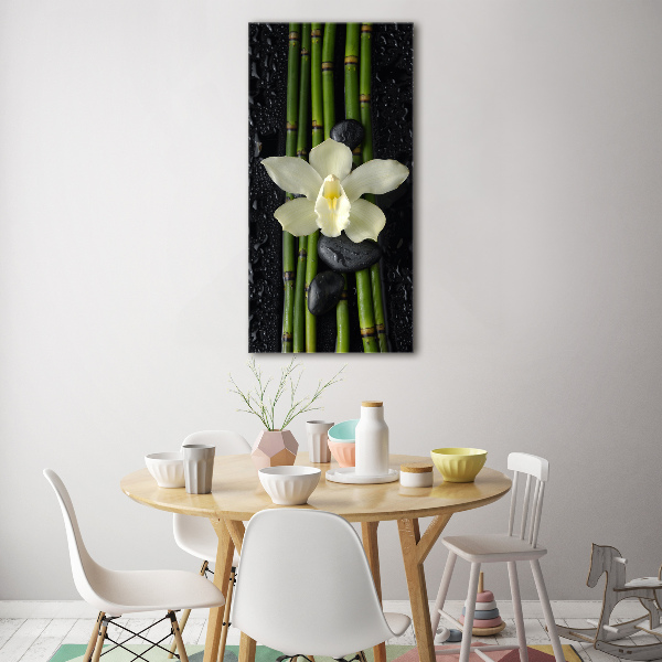 Acrylbild vertikal Orchidee und Bambus