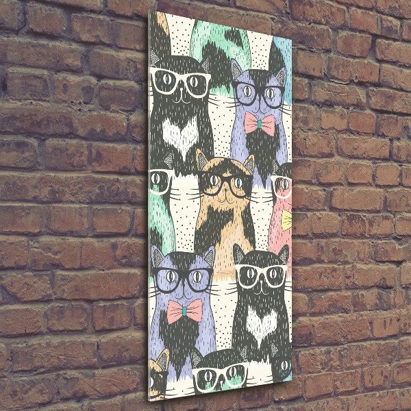 Acrylbild vertikal Katzen mit Brille