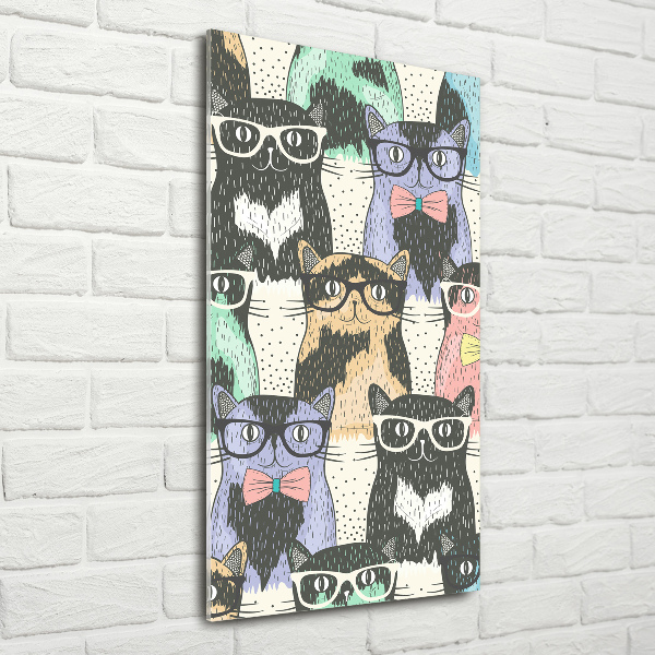 Acrylbild vertikal Katzen mit Brille