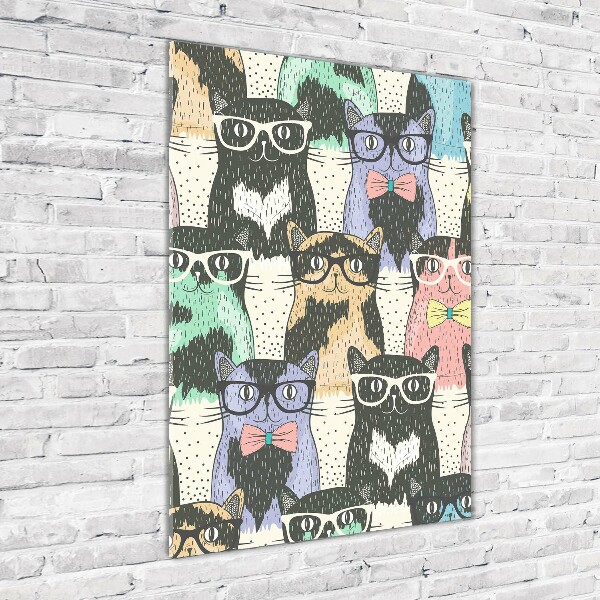 Acrylbild vertikal Katzen mit Brille