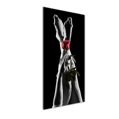 Modernes Acrylbild vertikal Rose und Füße