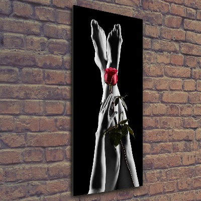 Modernes Acrylbild vertikal Rose und Füße