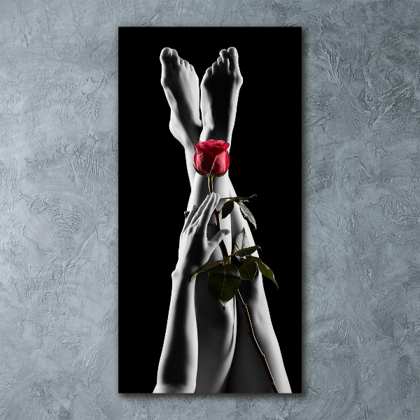 Modernes Acrylbild vertikal Rose und Füße