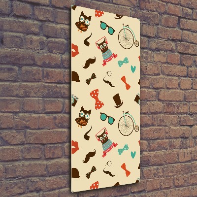 Modernes Acrylbild vertikal Eulen-Fahrradbrille