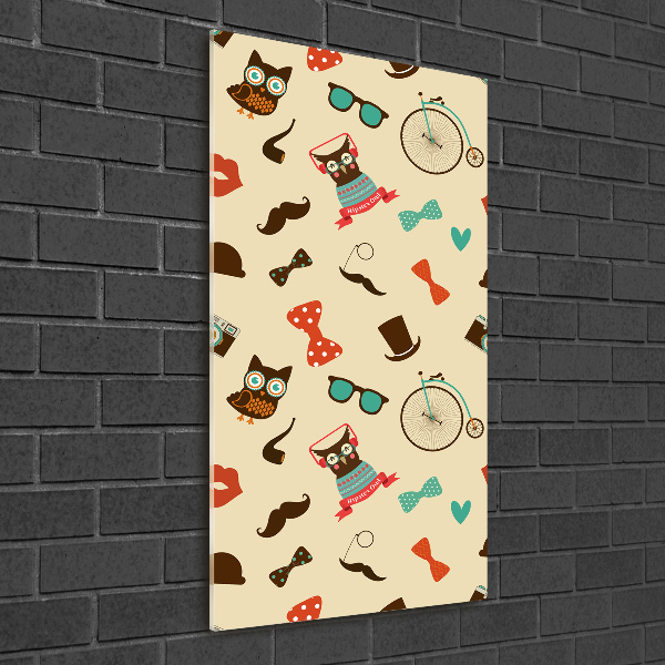 Modernes Acrylbild vertikal Eulen-Fahrradbrille