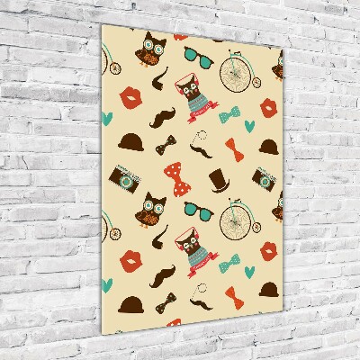 Modernes Acrylbild vertikal Eulen-Fahrradbrille