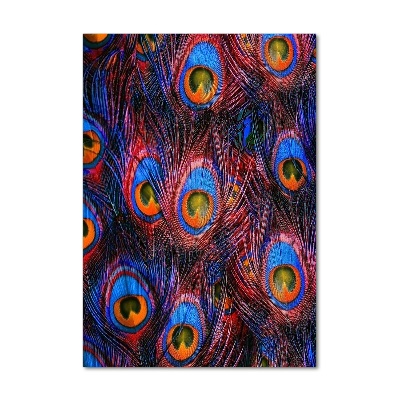 Modernes Acrylbild vertikal Pfauenfedern