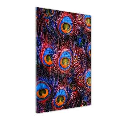 Modernes Acrylbild vertikal Pfauenfedern