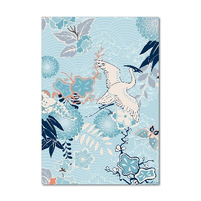 Plexiglasbilder vertikal Kranich und Blumen