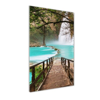 Modernes Acrylbild vertikal Mexiko-Wasserfall