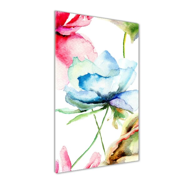 Modernes Acrylbild vertikal Mohnblumen