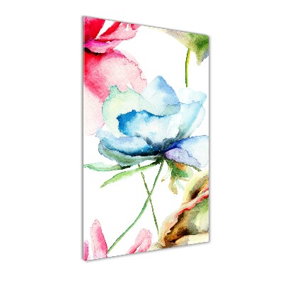 Modernes Acrylbild vertikal Mohnblumen