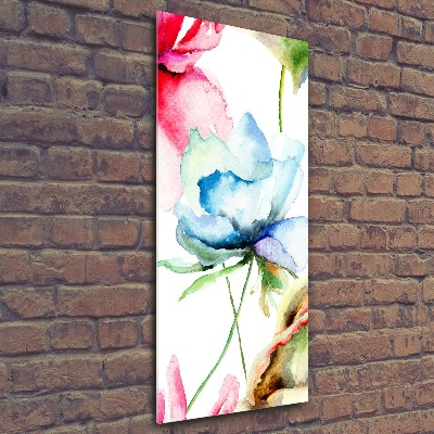 Modernes Acrylbild vertikal Mohnblumen