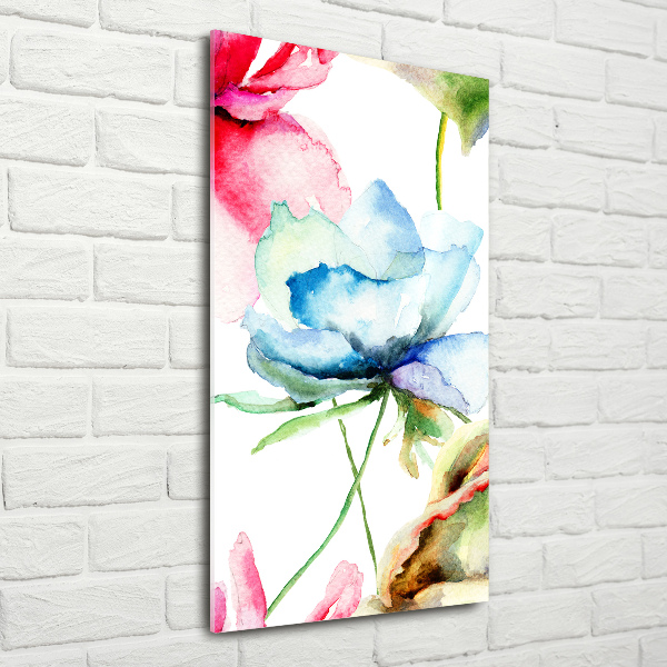 Modernes Acrylbild vertikal Mohnblumen