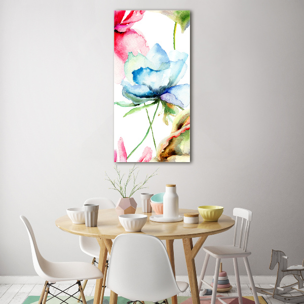 Modernes Acrylbild vertikal Mohnblumen
