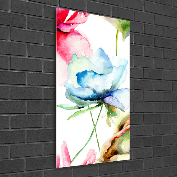 Modernes Acrylbild vertikal Mohnblumen