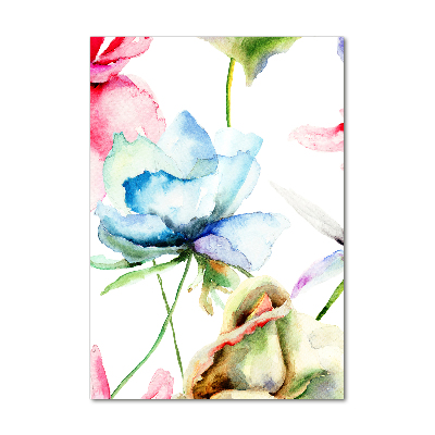 Modernes Acrylbild vertikal Mohnblumen