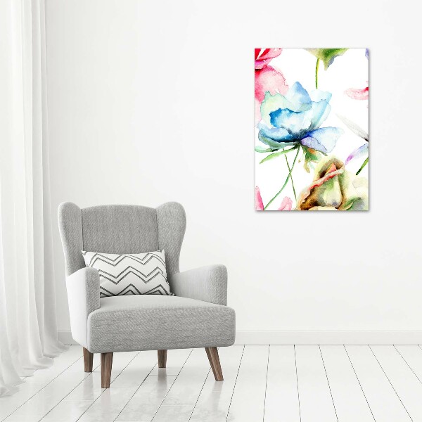 Modernes Acrylbild vertikal Mohnblumen