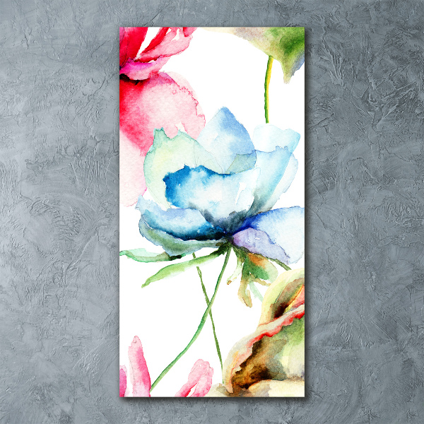 Modernes Acrylbild vertikal Mohnblumen