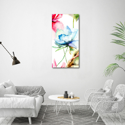 Modernes Acrylbild vertikal Mohnblumen