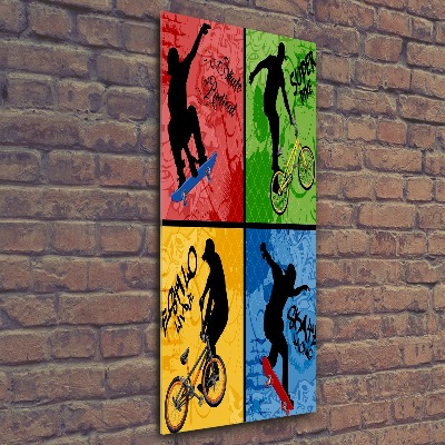 Plexiglasbilder vertikal Fahrrad und Skateboard