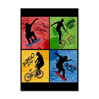 Plexiglasbilder vertikal Fahrrad und Skateboard