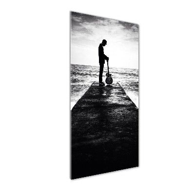 Plexiglasbilder vertikal Gitarrist auf dem Pier