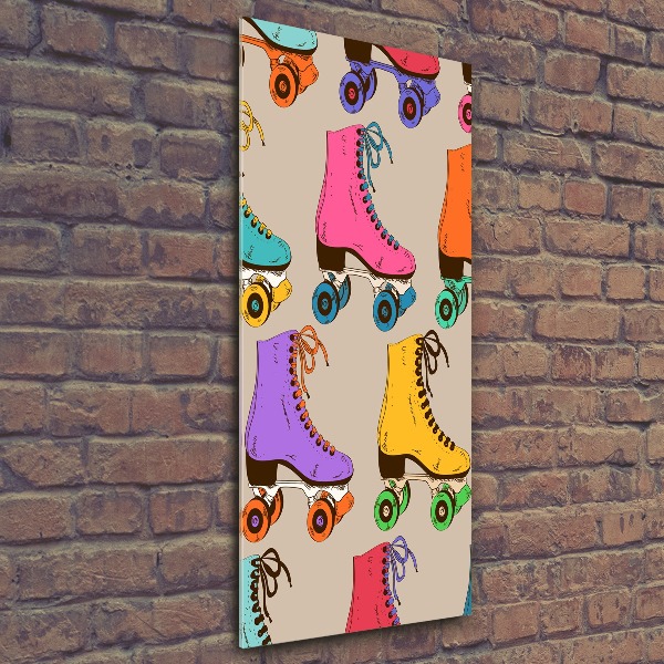 Modernes Acrylbild vertikal Bunte Rollschuhe