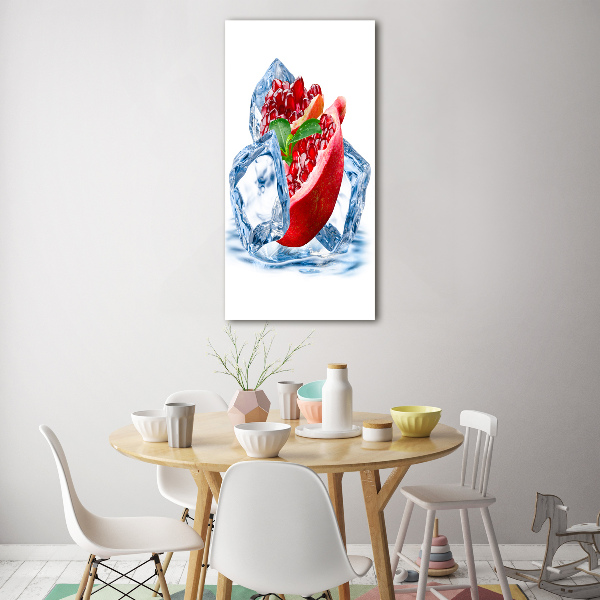Modernes Acrylbild vertikal Granatapfel und Eis