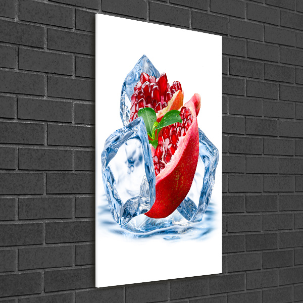 Modernes Acrylbild vertikal Granatapfel und Eis