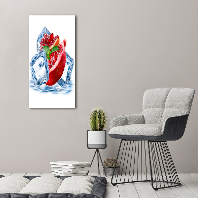 Modernes Acrylbild vertikal Granatapfel und Eis
