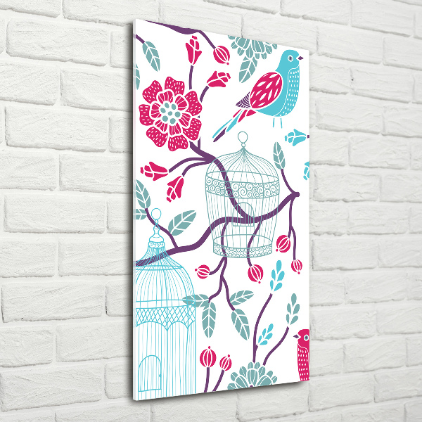 Acrylbild vertikal Vogelkäfige