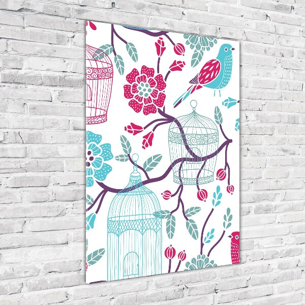 Acrylbild vertikal Vogelkäfige