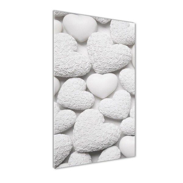 Modernes Acrylbild vertikal Weißer Herz-Hintergrund