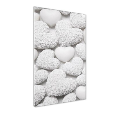 Modernes Acrylbild vertikal Weißer Herz-Hintergrund