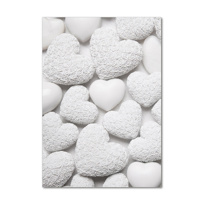 Modernes Acrylbild vertikal Weißer Herz-Hintergrund