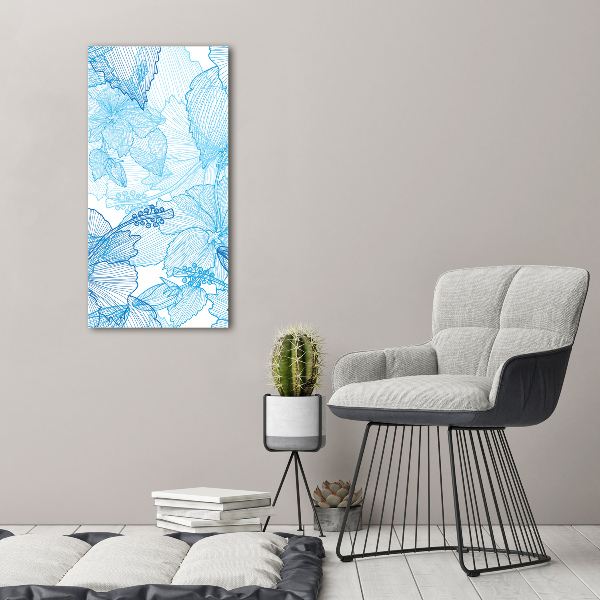 Modernes Acrylbild vertikal Hawaiianische Blumen