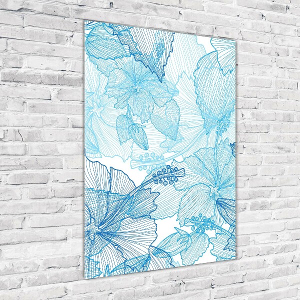 Modernes Acrylbild vertikal Hawaiianische Blumen