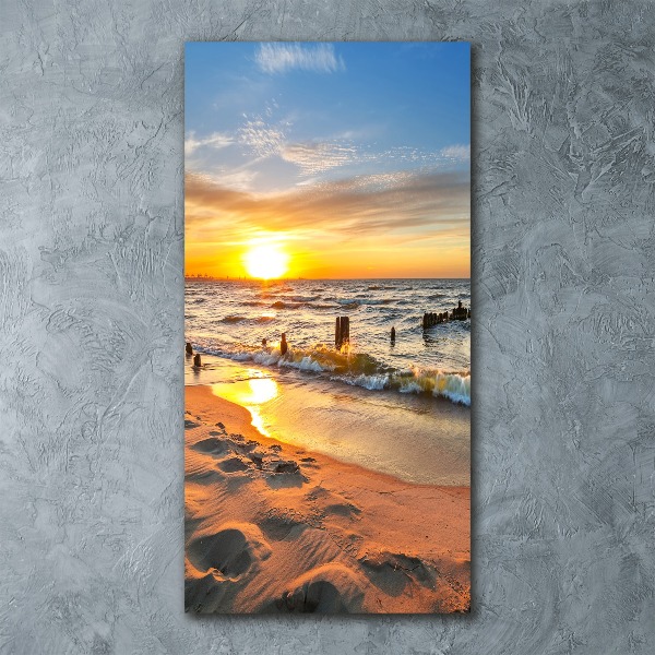 Bild auf Acrylglas vertikal Sonnenuntergang am Meer