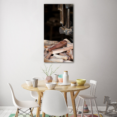 Modernes Acrylbild vertikal Holzwerkzeuge