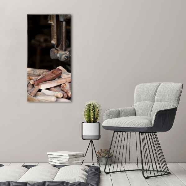Modernes Acrylbild vertikal Holzwerkzeuge