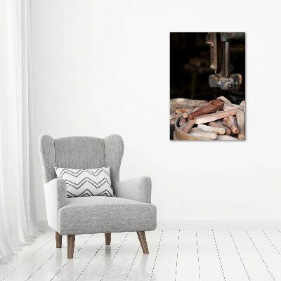 Modernes Acrylbild vertikal Holzwerkzeuge