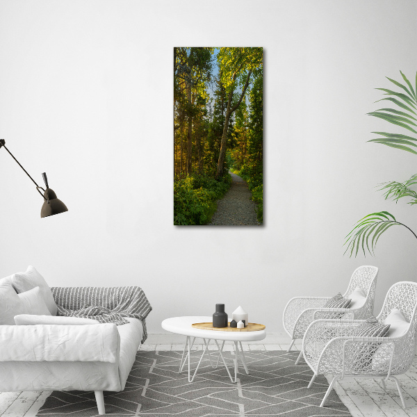 Modernes Acrylbild vertikal Pfad im Wald