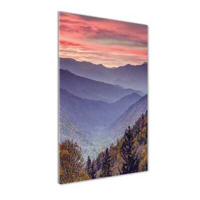 Acrylbild vertikal Nebel über den Bergen