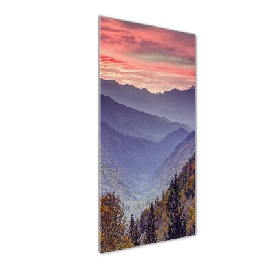 Acrylbild vertikal Nebel über den Bergen