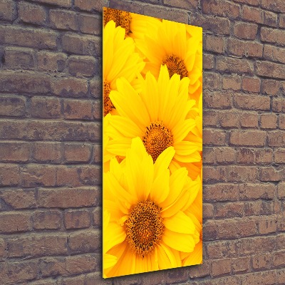 Modernes Acrylbild vertikal Sonnenblumen