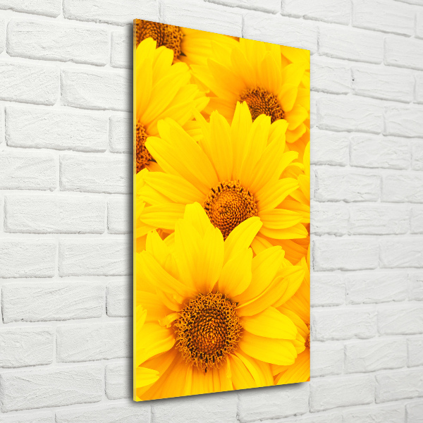 Modernes Acrylbild vertikal Sonnenblumen