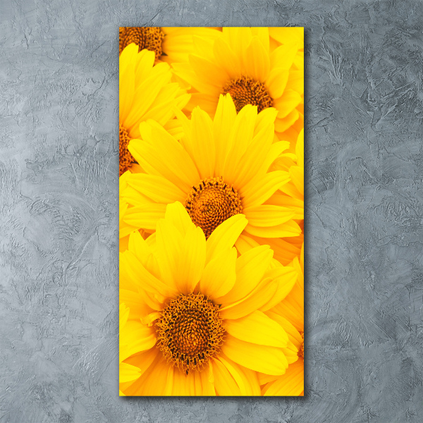 Modernes Acrylbild vertikal Sonnenblumen