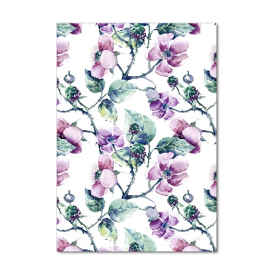 Acrylbild vertikal Brombeerblüten